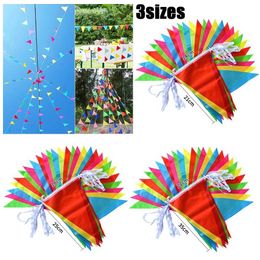 Banner Flags 50/100M Multicoloured Triangle Flags Bunting Party Banner Triangle Garland For Kindergarten Home Garden Wedding Shop Street Decor
