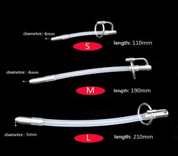 Catheter Men Stainless SteelSilicone Gel Urethral Catheter Sound Hollow Tube Penis Plug Stretcher Adults Sex Toys For Man7841067