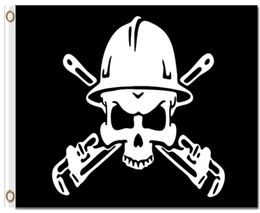 Digital printing 3x5ft PIPE FITTER PLUMBER SKULL flags customized flags with two grommets 100D polyester flying custom flags7345060