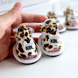 Shoes Bunny Ears Shoes for Puppies Dogs Pet Chihuahua Yorkshire Little Small Animal Leopard Cat Boots 4pcs/set Nonslip Footwear Pug