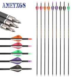 Arrow 6/12pcs 32" Archery Pure Carbon Arrow Spine300600 ID6.2mm for Recurve/Compound Bow Outdoor Bow Hunting Accessories