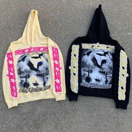 Men's Hoodies Sweatshirts 2024 New Street Bet Mens Personalised Printed Hoodie Y2K Gothic Harajuku Punk Coat Couple Casual Loose Fashion Sweater Q240506