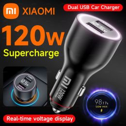 Charger Xiaomi 120W Car Charger 6A Fast Charging Turbo Charge Adapter LED Digital Display For Mi 14 13 12 12T Pro Ultra Poco X5 F4 X4