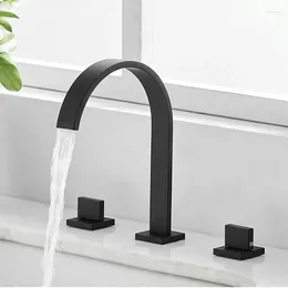 Bathroom Sink Faucets All Copper Ceramic Valve Core Mixer Toilet Three Hole Split Type Cold And Waterfall Faucet W