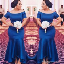 Blue Plus Bridesmaid Royal Size Abite Mermaid Sisteve corte Spazzano treno a bassa festa di campagna a bassa festa di campagna Weart Wear Wear Ople