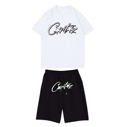 Summer New Trendy Brand Short Sleeved Shorts Set Leisure Sports Park Collar Thin T Shirt Men S And Women Two Piece