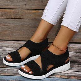 Sandals Women's Summer Shoe Wedges Platform Sandal Beach Sports Sandalias Elastic Knitting Casual Slip On