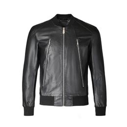 Philipps Plain Men 's Jacket Pp Skull 브랜드 가을 겨울 진짜 가죽 가죽 플레인 블레이저 지퍼 힙합 스트리트웨어 오토바이 컬렉션 외부웨어 코트 재킷