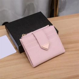 Purses Luxury Designer Saffiano Triangle Leather wallets coin purses mens Womens cards holder Genuine Leather with box cardholder wallet