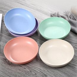 Plates Wheat Straw Unbreakable Durable Lightweight Dinner Dish Microwave Safe Snack Fruit BPA Free Tableware