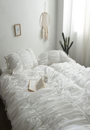 Bedding Sets White Rose Red Wine 100 Cotton Korean Princess Girl Set Duvet Cover Bed Sheet Linen Pillowcases Queen King 4pcs11154624