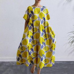Casual Dresses Beach Dress Floral Print Bohemian Style Women's Summer Midi With Bright Color Matching Oversized A-line For