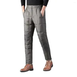 Men's Pants Man Autumn High Elastic Waist Pencil Thick White Duck Down Male Winter Warm Puffer Trousers Capris