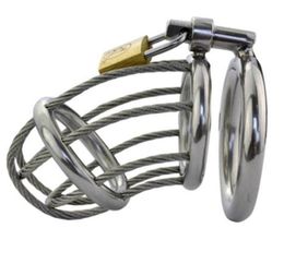 Stainless Steel Wire Belt Cock Lock Cages Art Device Penis Bondage BDSM Sex Toys for Men5570241