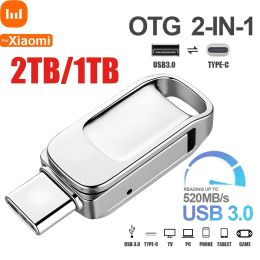 Drives For Xiaomi 3.0 USB Flash Drive 1TB 2TB TypeC And Computer 2in1 Highspeed Transmission 520mb/s Metal OTG Pen Drive For Phone