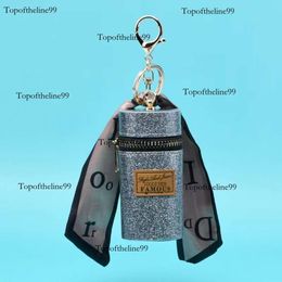 Leather Keyring Ring Bucket Lipstick Storage Bag Silk Scarf Keychain Holder Portable Personality Charm Pendant Women Accessories Fash Original edition