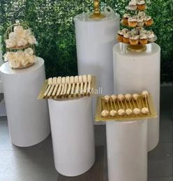 New Party Decoration 2022 Round 3pcs 5pcs Risers White Iron Cylinder Plinth Display Pedestal Wedding Decorations DD2241850