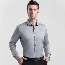 Men's Dress Shirts 2024 Spring Business Simple Solid Color Long Sleeve Formal Shirt Plus Size Amrerican Office Work Wear Top