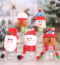 Plastic Candy Jar Christmas Theme Small Gift Bags Xmas Candys Box Cans Crafts Home Party Decorations for New Year kids Gifts DHLa24596313