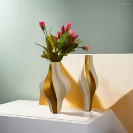 Vases 2PCS/Modern Luxury Ceramic Vase Decoration Living Room TV Cabinet Flower Arrangement Simulation