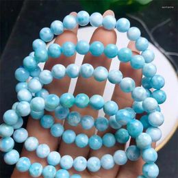 Link Bracelets 7MM Natural Larimar Bracelet Women Beautiful Colourful Crystal Energy Healing Fashion Gemstone Jewellery 1PCS