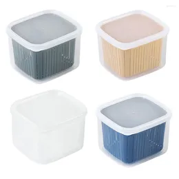 Storage Bottles 3pcs Refrigerator Box Bin With Strainer Vegetable Fruit Keep-Fresh Drain Basket Containers Kitchen Organizer