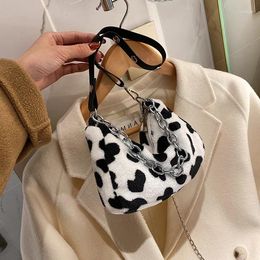 Bag Leopard Pattern Women Crossbody Bags Fashion Soft Plush Ladies Small Clutch Purse Handbags Cute Female Shoulder Underarm