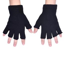 Whole Men Black Knitted Stretch Elastic Warm Half Finger Fingerless gloves winter women gloves Men Half Fingers mittens 165c9183056