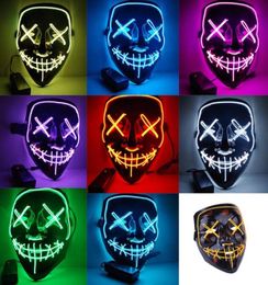Halloween LED Glowing Light Up Mask Party Cosplay Masks The Purge Election Year Great Funny Masks Festival Glow In Dark Costume Su6508136