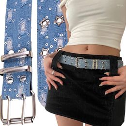 Belts Vintage Double Row Belt Women Y2K Punk Star Waist Strap Spicy Girls Waistbands Buckle Hollow Jeans Skirt Accessories