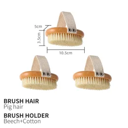 Scrubbers Body scrubber Exfoliator Dry body brush Beauty of body Personal care wooden handel Pig hair cellulite body brush