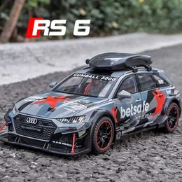 Diecast Model Cars 1/24 Audi RS6 modified car model toy alloy die cast with rear pull lights and sound model car boy and child giftL2405