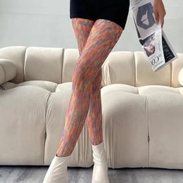 Women Socks Pantyhose Colorful Rainbow Mesh Women's Thin Personalized Party Silk Gradient