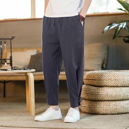 Men's Pants Solid Casual For Man Small Feet Slim Trousers With Pockets Summer Mens' Slacks Fashion Streetwear Ropa Hombre