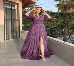 Casual Dresses Half Puff Sleeves Prom VNeck Pleats Chiffon Princess Evening Gowns Women Party Dress Purple 2022 Maxi DressCasual6911652