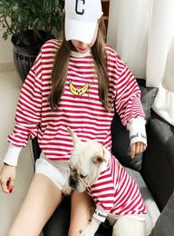 Dog Apparel Striped Banana Pet Matching Clothing Puppy Clothes For Dogs Shirt ParentChild French Bullldog7930673