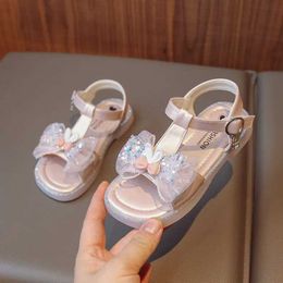 Sandals Sandalias 2023Summer New Girls Princess Sandals Korean Cute Bowtie Gril Shoes Children Open Toe Sandals Fashion Shoes