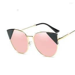 Sunglasses Mirror Pink Women Cool Brand Designer Sun Glasses Cat Eye For Beach Summer Cute Cateye Drop