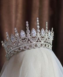 Himstory Noble Beauty Princess Tiara Cubic Zircon Wedding Bridal Crown Rhinestone Pageant Crown For Brides Headbands1696510
