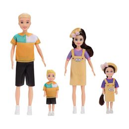 Doll Collection Sweet Family Doll House Four Family Series Character Set 9 Action Doll Set DIY Girl Gift Mini Doll House Supplies (23cm and 5 inches)