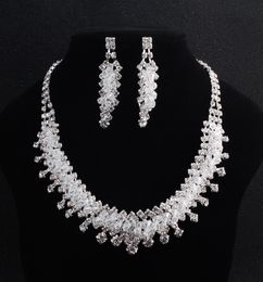 Fashion Bridal Jewellery Sets Austrian Crystal Crowns Necklace Earrings Sets Wedding Dress Accessories for Bride Tiara Sets JCE0239065104