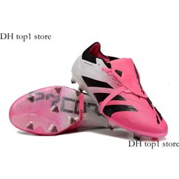 Gift Bag Boots Accuracy+ Elite Tongue FG BOOTS Metal Spikes Football Cleats Mens LACELESS Soft Leather Pink Soccer Eur37-46 Size 827