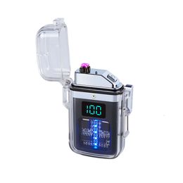 Transparent Body Outdoor Waterproof Double Arc Plasma Lighter USB Rechargeable Cigarette Lighter