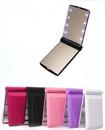 Lady Makeup Cosmetic 8 LED Mirror Folding Portable Compact Pocket led Mirror Lights Lamps X0557589233