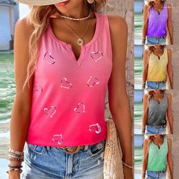 Women's Tanks Europe And The United States Gradual Colour Printing V-neck Small Vest Woman
