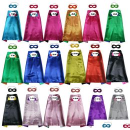 Theme Costume Double Sided Plain Satin Kids Cosplay Capes Superhero Halloween Costumes With Masks Party Favors Birthday Gifts Mix Or Dhelx