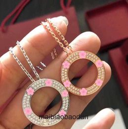 Cartre High End Jewellery rings for women New round circular necklace female buckle plated 18K diamond studded full sky star collarbone chain Original 1:1 With Real Logo