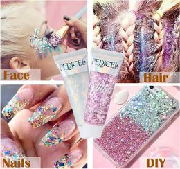 ZJZL Body Glitter Multifunctional Eye Glitter Nail Hair Body Face Glitter Gel Art Flash Loose Sequins Cream With Smear Spoon Festival Glitter Deco d240503