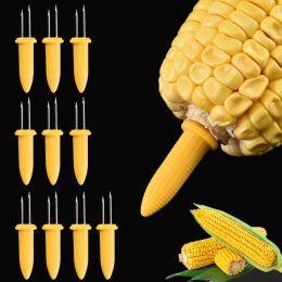 Accessories 10Pcs Corn Fork BBQ Stainless Steel Corn Holders Handheld Anti Scalding Corn Needle Corn On The Cob Double Fork Barbecue Tool