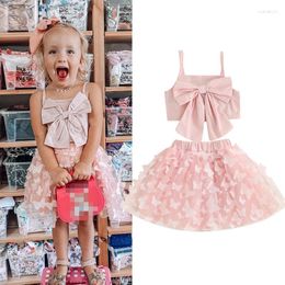 Clothing Sets FOCUSNORM 0-3Y Fashion Baby Girls Summer Clothes Strap Sleeveless Square Neck Spaghetti Tops Mesh Tulle Skirt